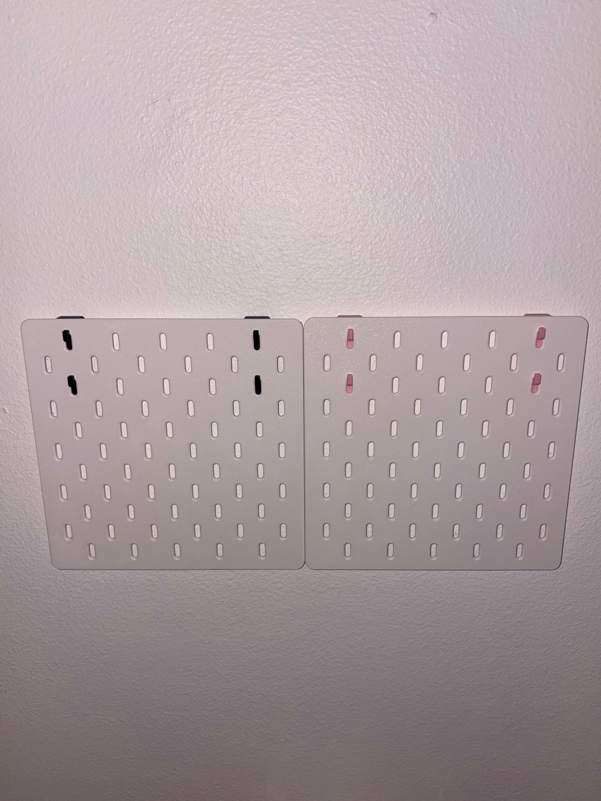 2 9x9 plastic pegboards front view plain