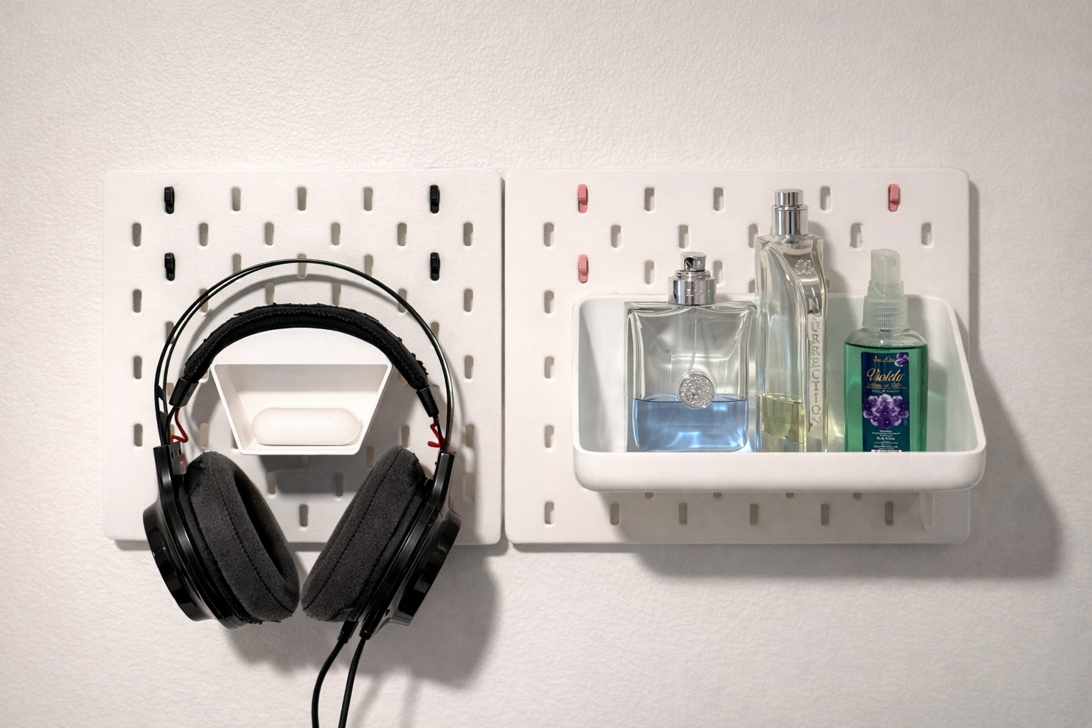 IKEA SKÅDIS Pegboard Dual Headphone Holder – Apple Headphone Mount – Plastic Pegboard Organizer